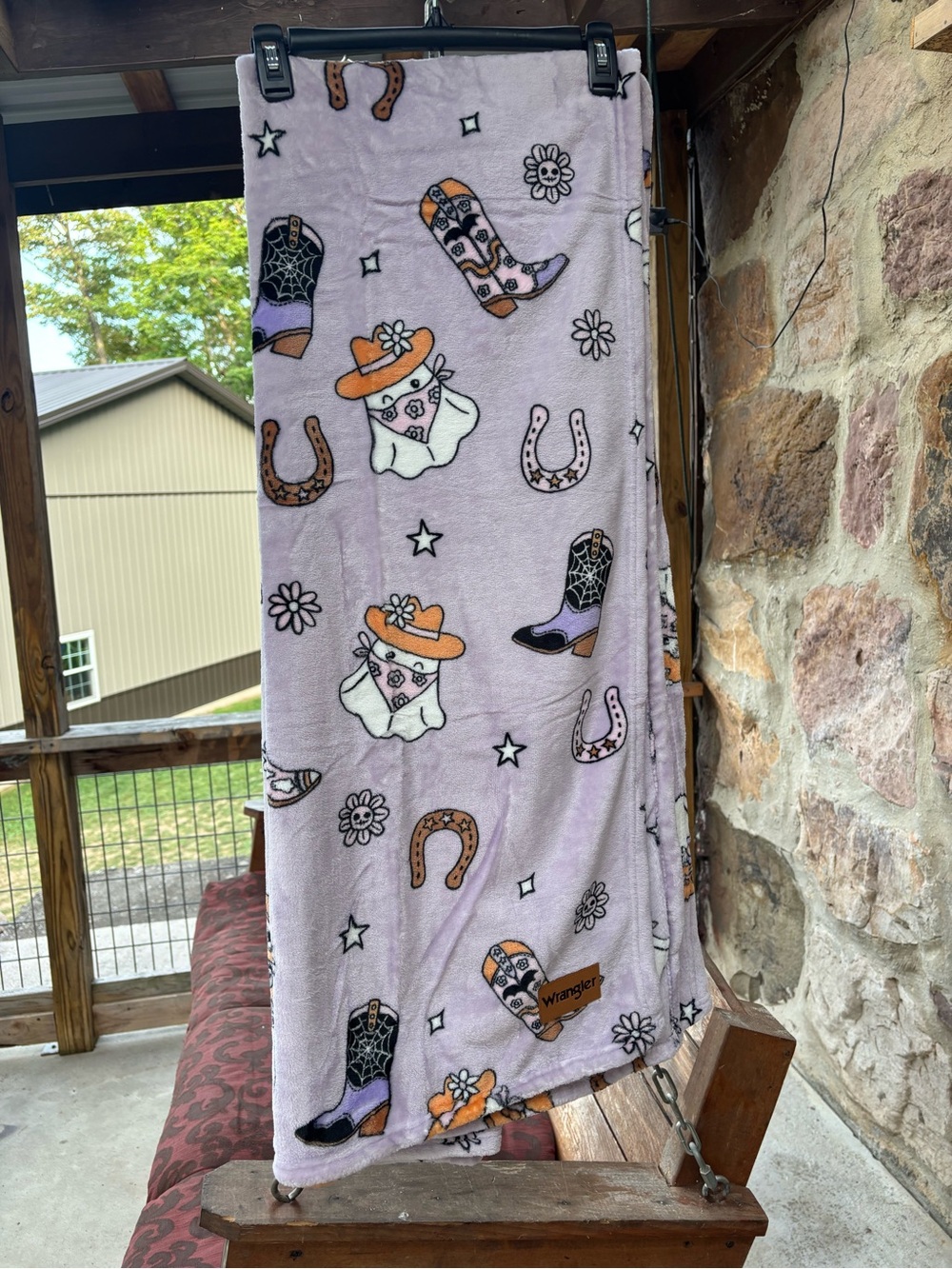 New Wrangler Halloween Western Ghost Plush Throw Blanket